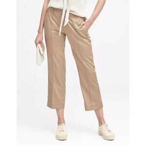 Banana Republic Womens Logan Trouser Pleated Crop Pants Size 6 Khaki Modal Blend